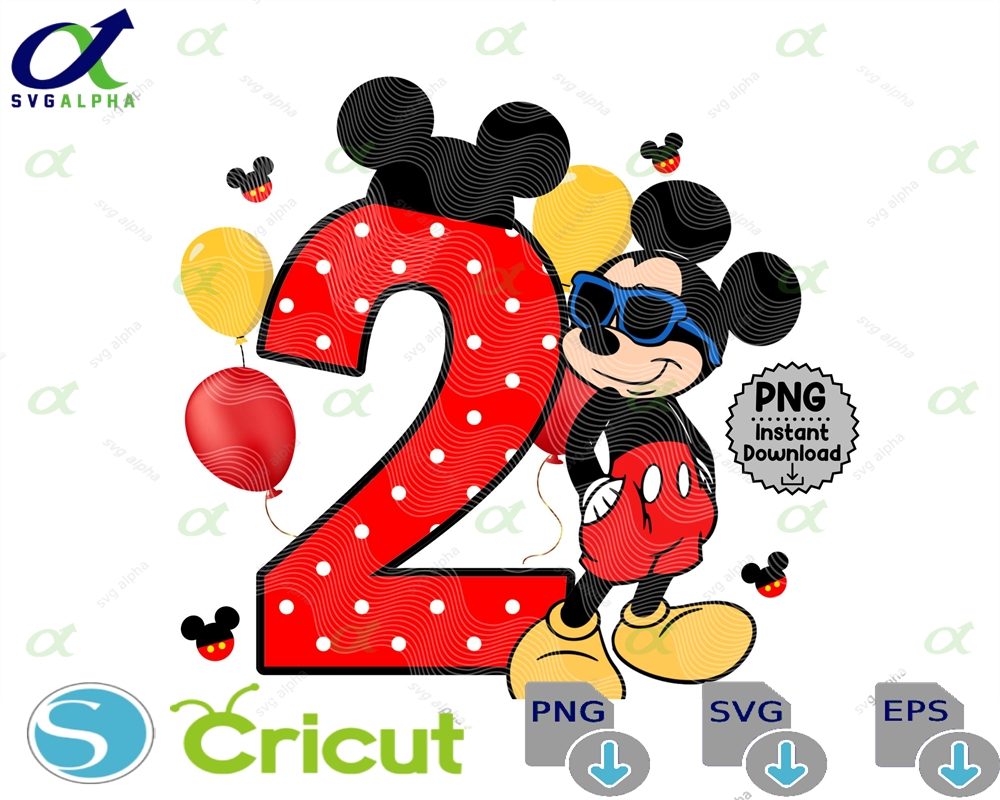 2nd Birthday Mickey PNG Graphic, Sublimation Birthday, Instant Download, Number 2 Mouse, Oh Twodles